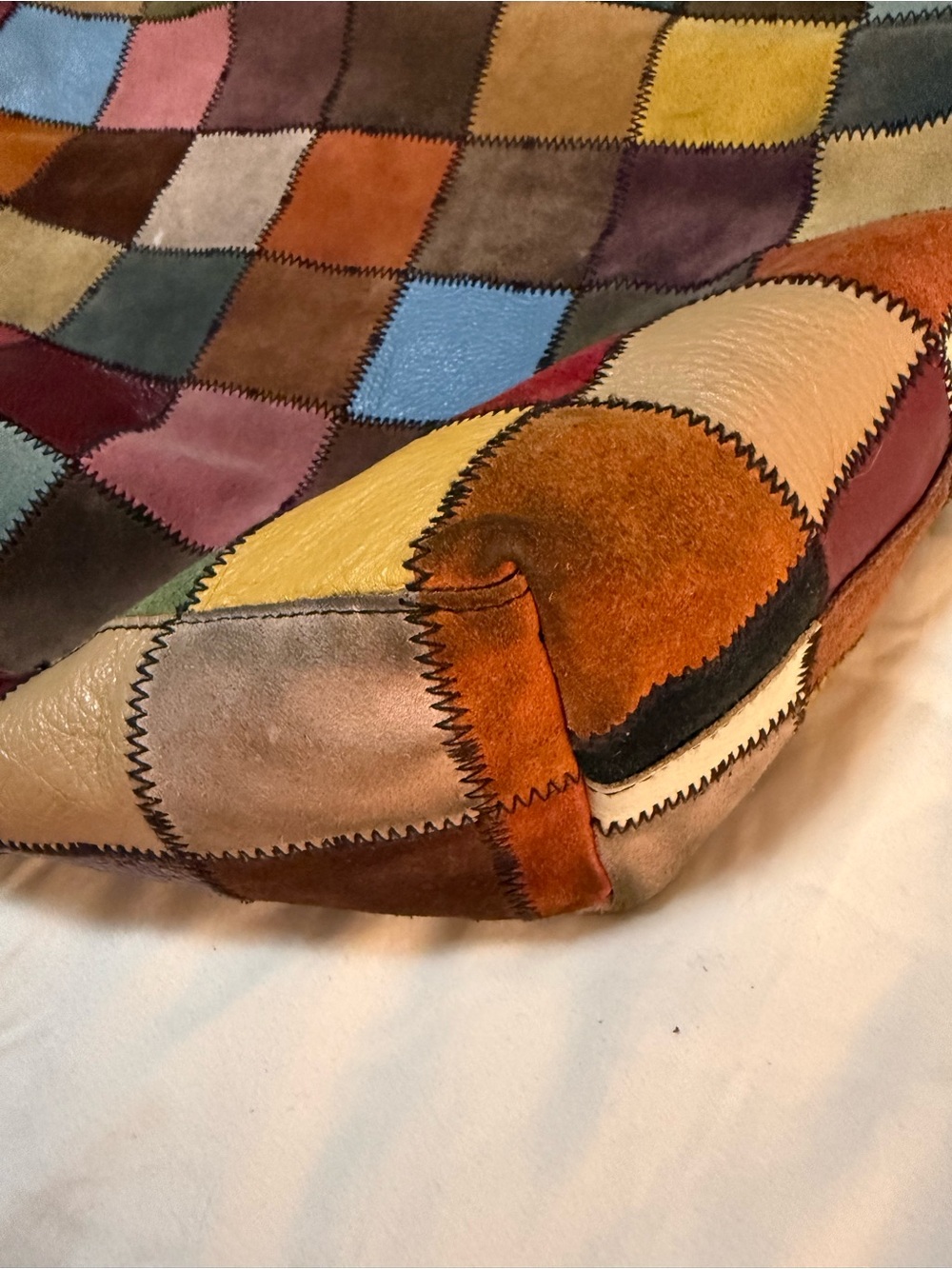 Rare Ugly Betty Y2K Lucky Brand Leather Suede Patchwork Hobo Bag - Seen on TV - Picture 12 of 12